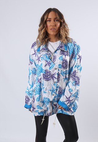 SHELL BOMBER JACKET PRINT OVERSIZED PATTERNED UK 18 (G6AC)