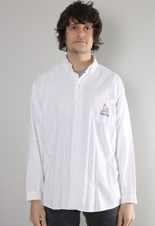 VINTAGE TIN TIN EMBROIDED SHIRT LARGE