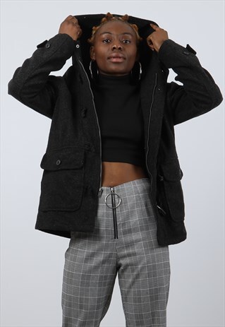 VINTAGE GAP SMALL CHARCOAL DUFFEL COAT