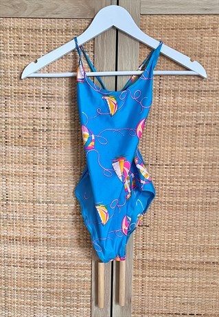 VINTAGE BLUE NAUTICAL CROSS BACK SWIMSUIT