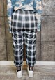 TARTAN PRINT JOGGERS CHECK PANTS CHESS PUNK OVERALLS IN BLUE