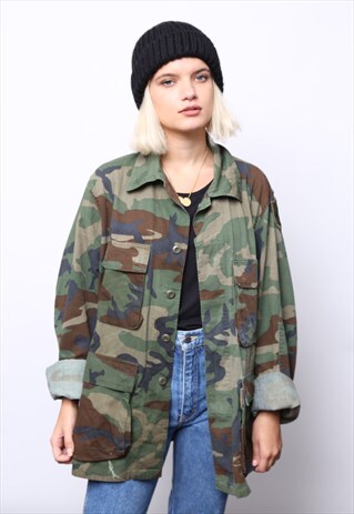 VINTAGE GREEN ARMY CAMO JACKET