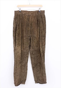 Vintage Corduroy Trousers Khaki Brown Relaxed Fit 90s 