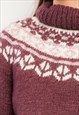 WOMEN'S L SWEATER WOOL ICELAND PULLOVER HIGH NECK CHRISTMAS
