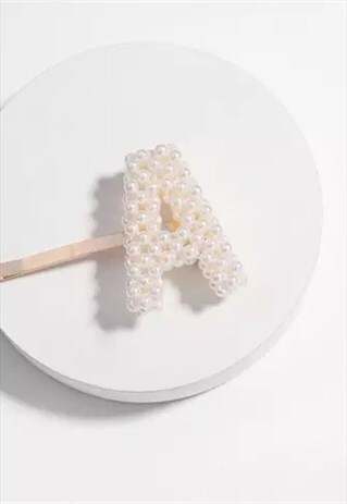 PERSONALISED PEARL HAIR SLIDE - LETTER A