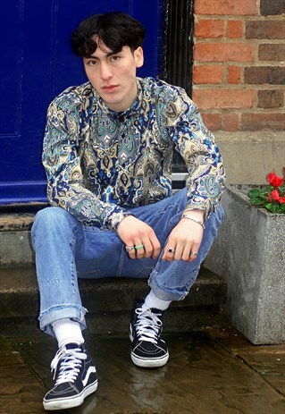 RETRO CULTURE PRINTED LONG SLEEVE COTTON SHIRT