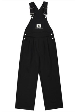 Cotton dungarees high quality unusual skater overalls black