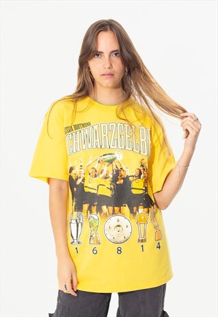 BORUSSIA DORTMUND FOOTBALL UNISEX T-SHIRT IN YELLOW