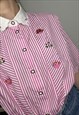STRIPED COTTON STRIPED SHIRT WITH COLLAR, COTTAGECORE BLOUSE