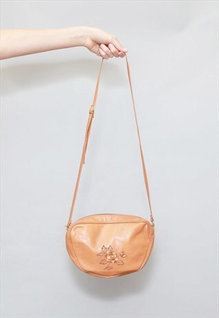 VINTAGE 1970'S 'RAFFAELLA' BROWN EMBROIDERED SHOULDER BAG