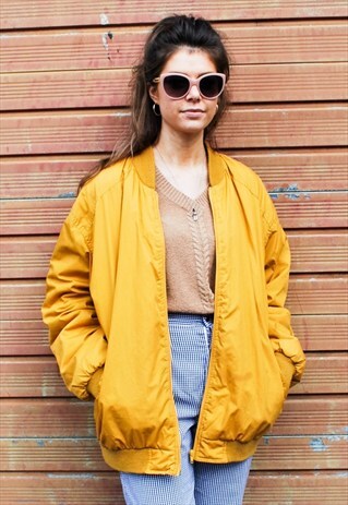 VINTAGE 90S YELLOW BOMBER JACKET