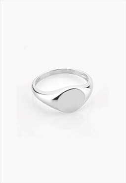 54 Floral Circle Face Band Signet Ring - Silver