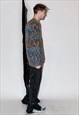 90'S VINTAGE GRANDPA FIT GEOMETRIC PRINT CARDIGAN 