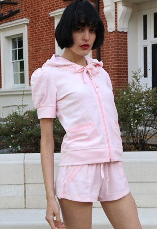 BABY PINK RELAX VELOUR SHORT SET TRACKSUITS CY