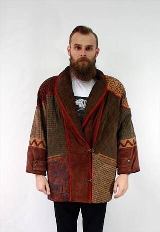 VINTAGE 70'S MIXED TEXTURE SUEDE COAT