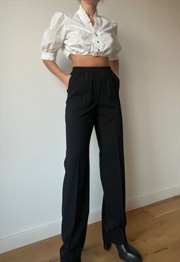 Vintage High Waisted Black Long Trousers