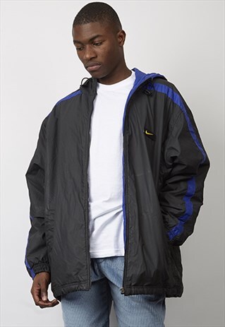 VINTAGE 80'S NIKE BLACK/ BLUE MATTE PADDED JACKET