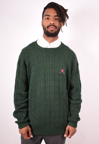 POLO RALPH LAUREN MENS VINTAGE JUMPER SWEATER XL GREEN 90S