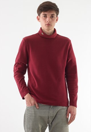 VINTAGE LACOSTE TURTLENECK SWEATER 90S RED