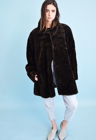 VINTAGE 80'S RETRO OVERSIZED FAUX FUR COAT