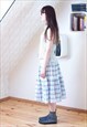 BLUE CHECKED A LINE COTTON SKIRT