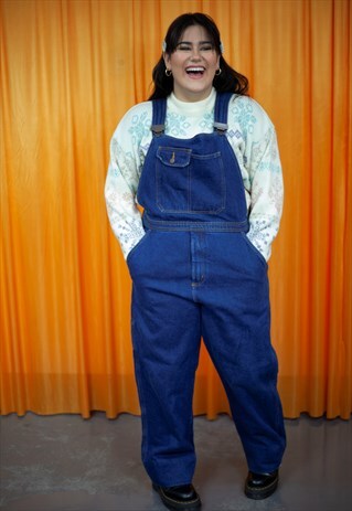 VINTAGE 90S DUNGAREES NAVY BLUE DENIM STRAIGHT LEG UNISEX