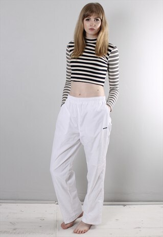 VINTAGE 90S REEBOK WHITE TRACKSUIT BOTTOMS JOGGERS