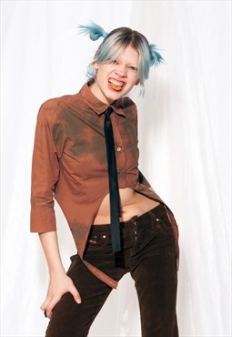 Vintage Shirt Y2K Reworked Butterfly Hem Tie Dye Top
