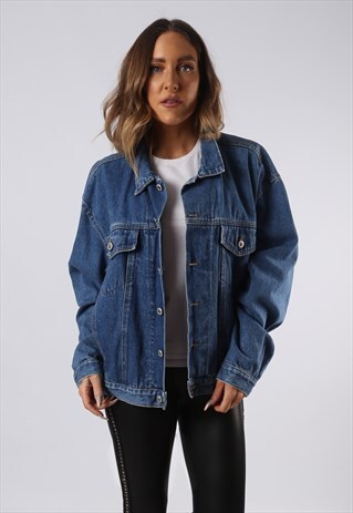VINTAGE DENIM JACKET OVERSIZED FITTED UK 18 XXL (C3T)