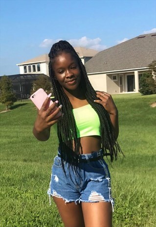 NEON GREEN BUCKLE RAVE CROP TOP