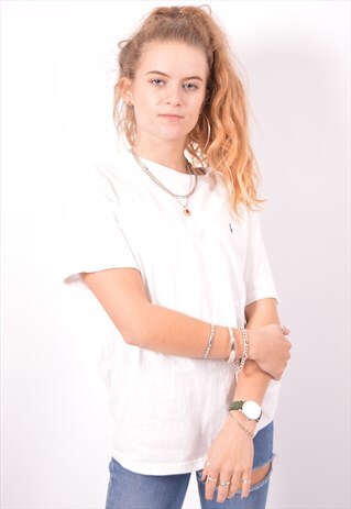 VINTAGE POLO RALPH LAUREN T-SHIRT TOP WHITE