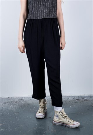 VINTAGE 1990S BLACK HIGH-WAISTED TROUSERS