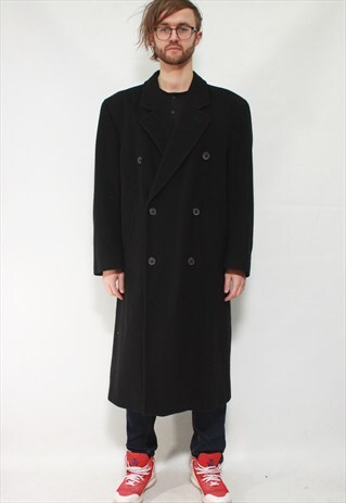VINTAGE 90' AMAZING CLASSIC BLACK LONG COAT