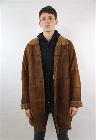 VINTAGE AMAZING SUEDE PATTERN SHEEPSKIN COAT