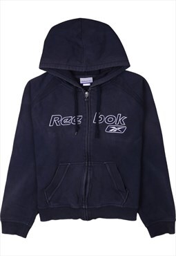 Vintage 90's Reebok Hoodie Sportswear Full Zip Up Navy Blue