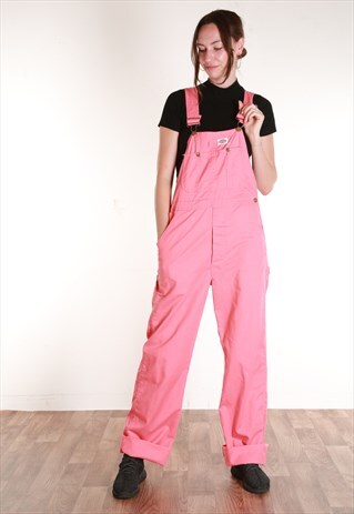 DICKIES PINK LONG DUNGAREES - M