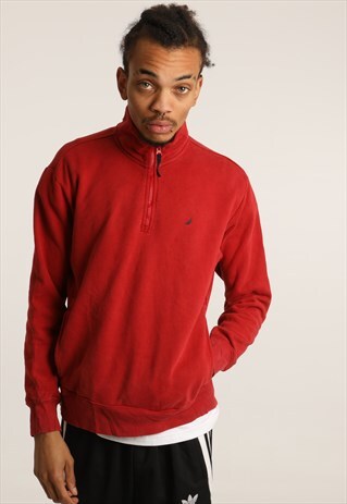 VINTAGE NAUTICA EMBROIDERED LOGO 1/4 ZIP SWEATSHIRT