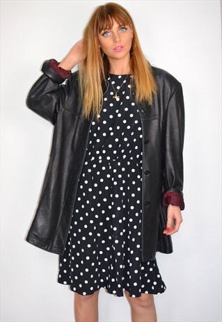 VINTAGE 90S OVERSIZED BLACK LEATHER BOYFRIEND JACKET
