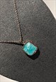 Genuine Amazonite Blue Pendant on Sterling Silver Necklace 