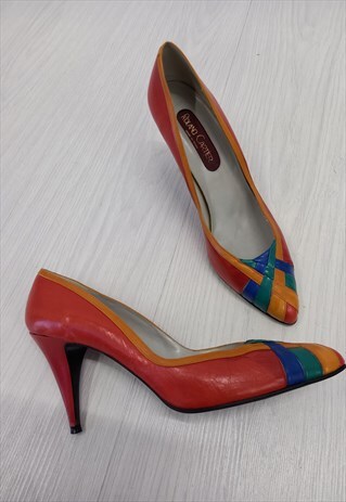 Vintage 90s Roland Cartier Court Heels Multicolour