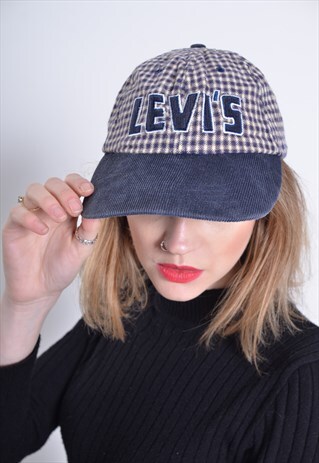 VINTAGE LEVIS CORD BASEBALL CAP HAT BLUE