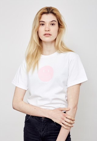 VESTITUS PINK LOGO PRINTED T-SHIRT WHITE