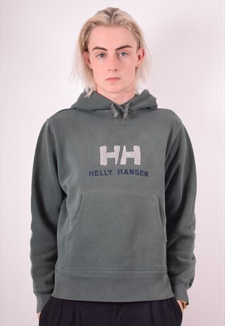 HELLY HANSEN MENS VINTAGE HOODIE JUMPER SMALL GREEN 90S