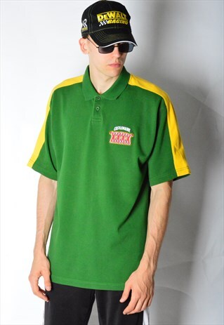 VINTAGE 90S GREEN YELLOW POLO SHIRT