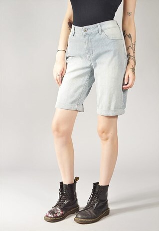 VINTAGE LEVI'S STRIPED DENIM SHORTS BLUE & WHITE
