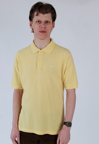 90S BURBERRY LONDON LEMON YELLOW PIQUE POLO SHIRT