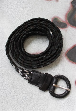 BLACK SILVER WOVEN BELT