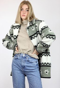 Vintage 90s Pattern Fleece Jacket Medium