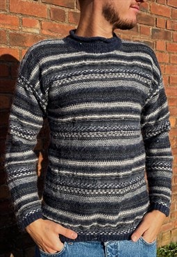 Navy Blue Striped Jumper