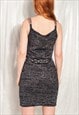 VINTAGE KNITTED DRESS 90S REWORKED PARTY MINI W CHAIN STRAP